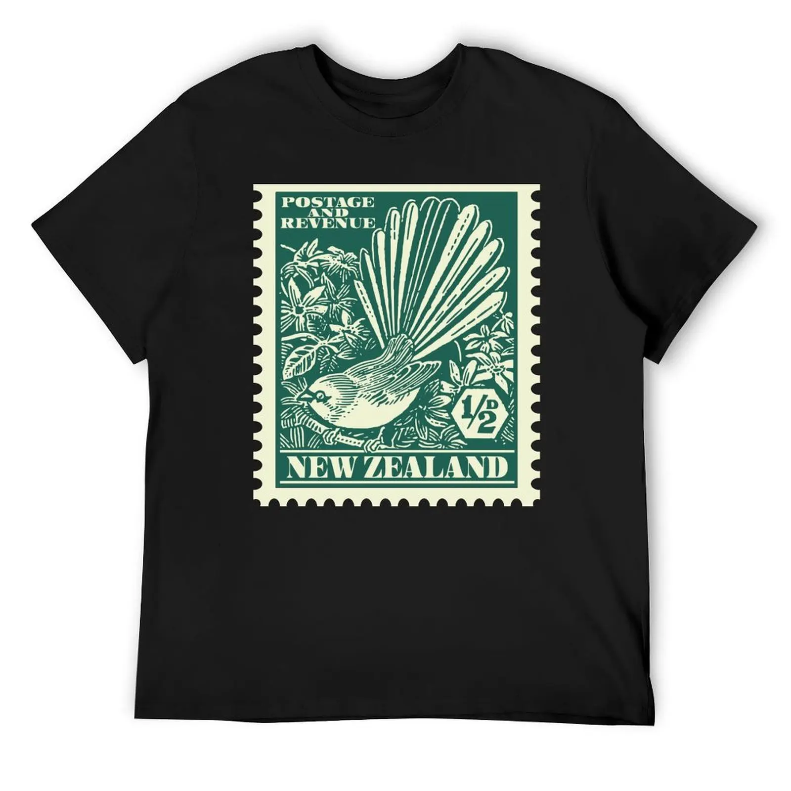 Винтажная футболка с изображением Новой Зеландии Fantail Stamp футболки больших