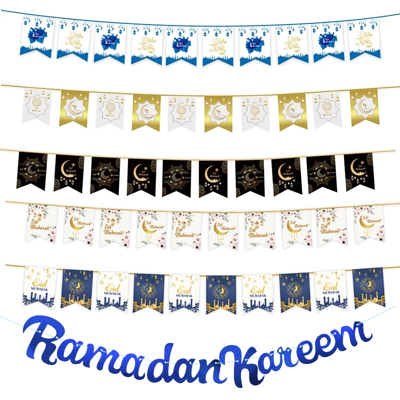 Banderole Eid Mubarak pour Ramadan Kareem  banderoles décoratives pour la maison  joyeux Eid  lune