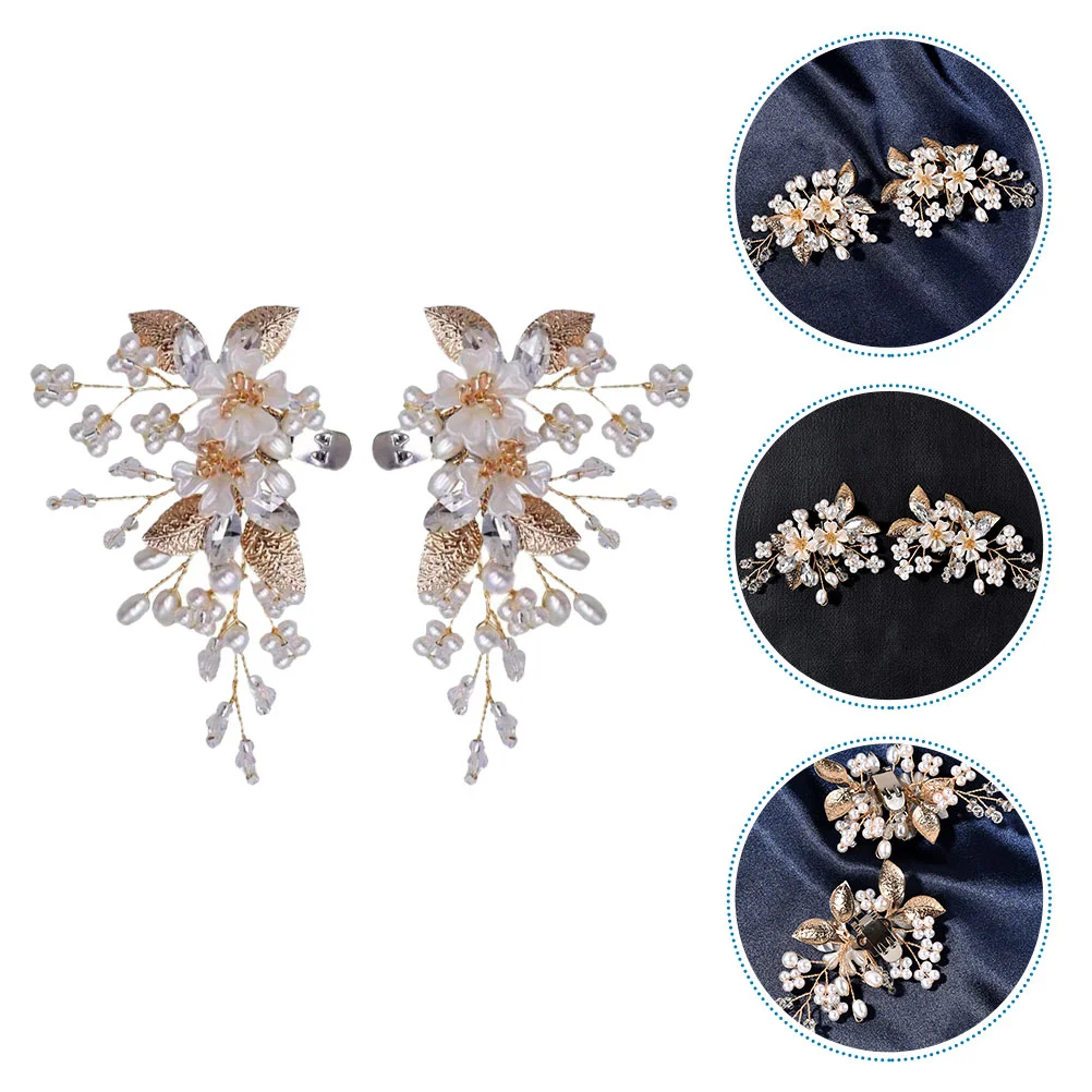 

Pearl Shoe Clips Buckles Rhinestone Embellishments Crystal Flowers Bags Wedding Ornament Bridal