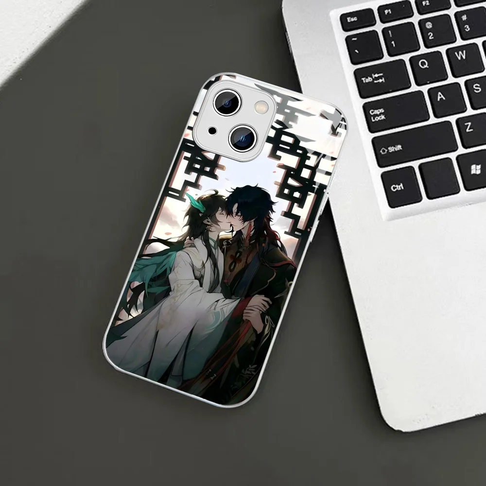 H-Honaki B-Blade x Dan Heng Phone Case For iPhone 14 13 12 Mini 11 Pro XS Max X XR Plus Tempered Glass Cover