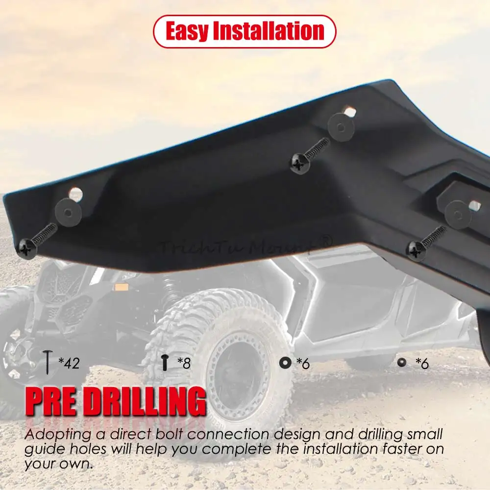 Фото Для Can-Am Maverick X3 Max DS RS XRS XRC XMR Turbo RR 17-2024: Передние и задние расширители колесных арок (брызговики) для UTV # 71500297 №4