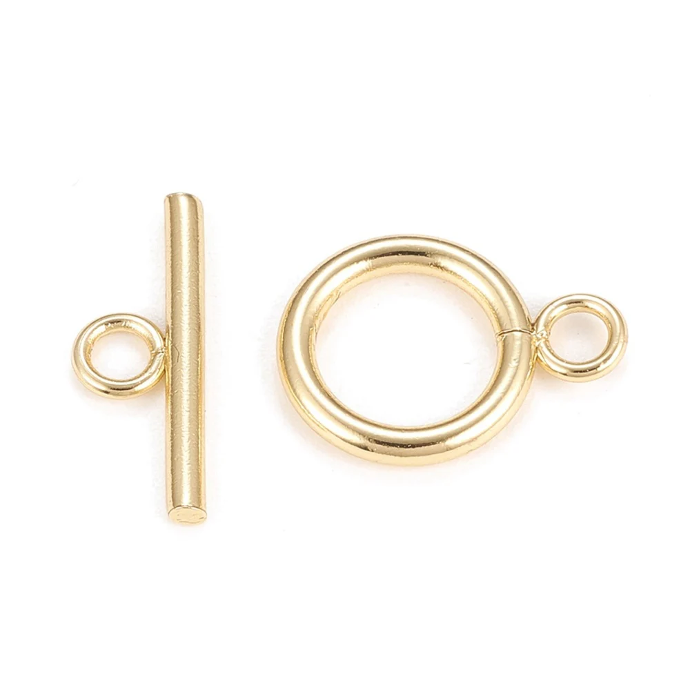 

1-2Sets Brass Toggle Clasps Long-Lasting Plated Ring Real 18K Gold Plated