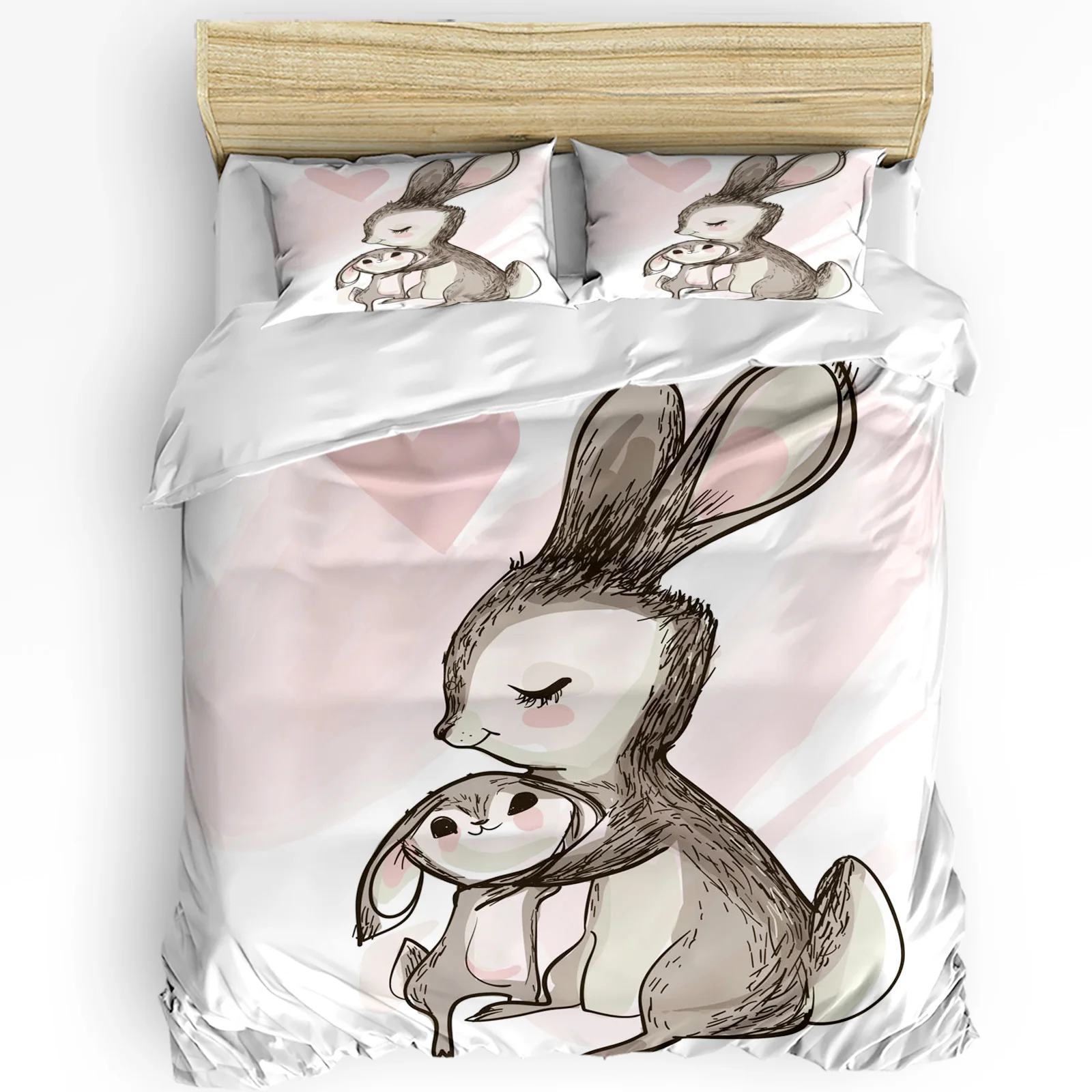 

Animal Rabbit Love Retro Printed Comfort Duvet Cover Pillow Case Home Textile Quilt Cover Boy Kid Teen Girl 3pcs Bedding Set