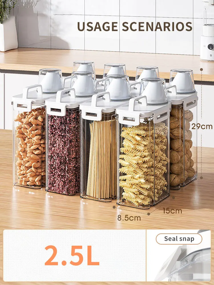 8pcs Oatmeal Box Washing Powder Special With Lid Pet Storage Tank Food Grade Plastic Sealed Bottle Household Grain Dispenser
