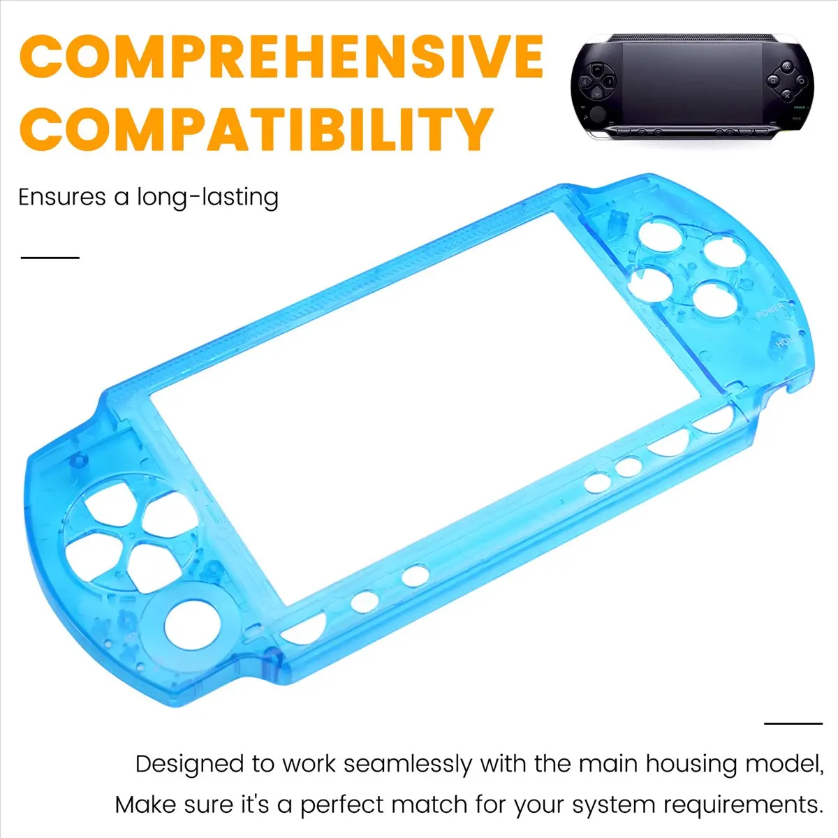 Фото Крышка верхнего корпуса SCLS для PSP1000, верхняя часть корпуса игровой консоли, передняя лицевая панель, верхний чехол, цвет: голубой (Lake Blue) №5