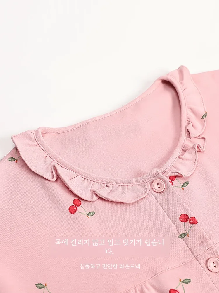 Langsha женские пижамы весенне-осенний комплект из чистого хлопка кардиган с