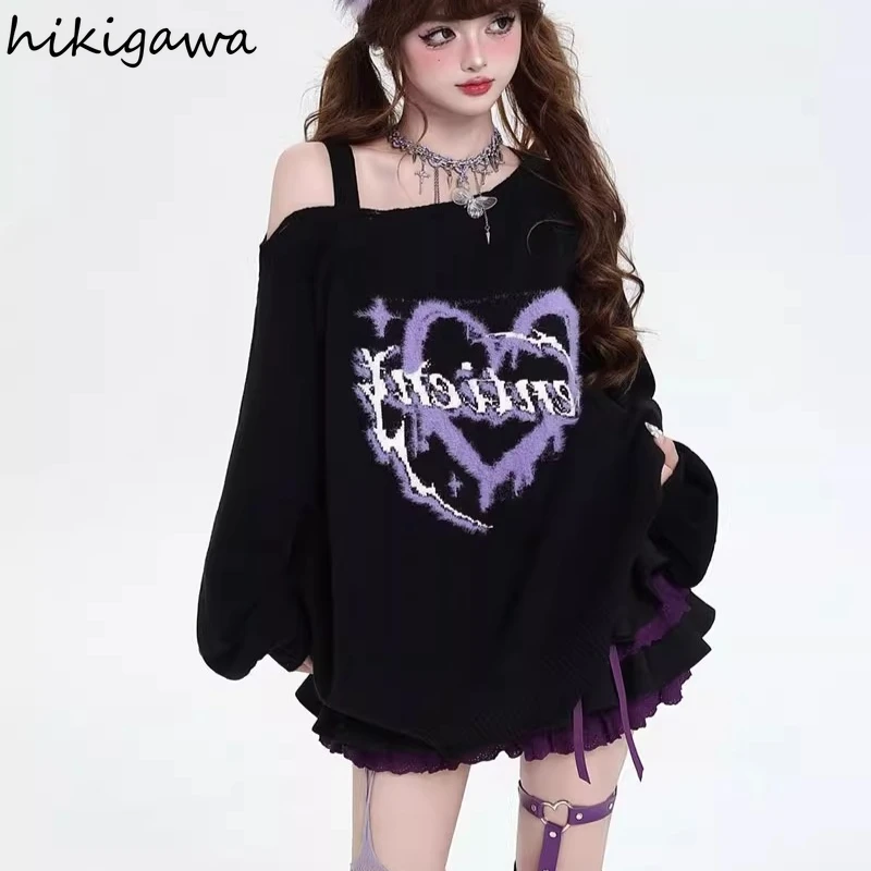 Осенне-зимняя одежда пуловеры женская уличная японский джемпер Sueter Mujer вязаный