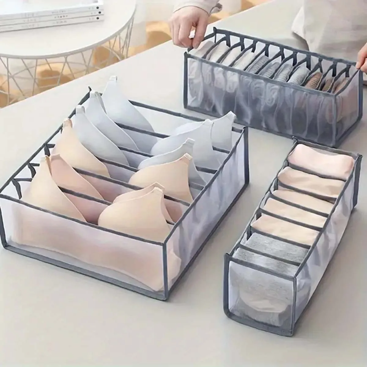 1 Шт. Прозрачная Сетчатая Коробка Для Хранения Нижнего Белья Складной