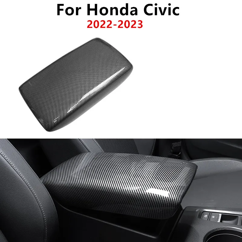 

Крышка подлокотника для Honda Civic 11th 2022-2023, декоративная крышка для центрального подлокотника автомобиля, защитный чехол с узором из углеродного волокна