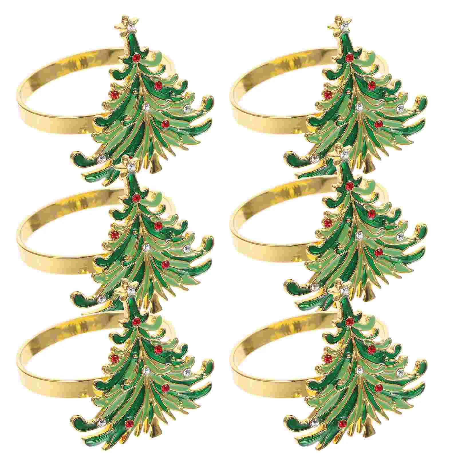 

Napkin Rings Christmas Tree Serviette Holder Table Wedding Ring Napkins Metal Buckle Holiday Decor Settings Party Supplies