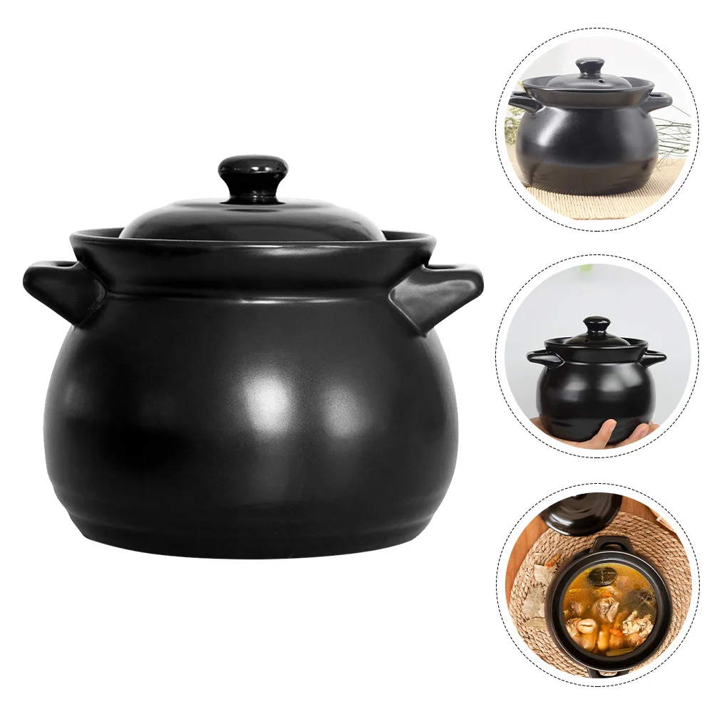 

1Pc Claypot Rice Pot Small Ceramic Casserole Soup Pot for Home Gift Restaurant Hotel