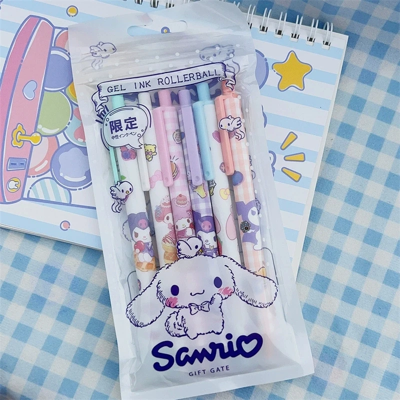 

Limited Sanrio Gel Pen 12-24pcs Kuromi My Melody Cinnamoroll Cartoon Students Stationery Write Pens School Signature 0.5mm Black
