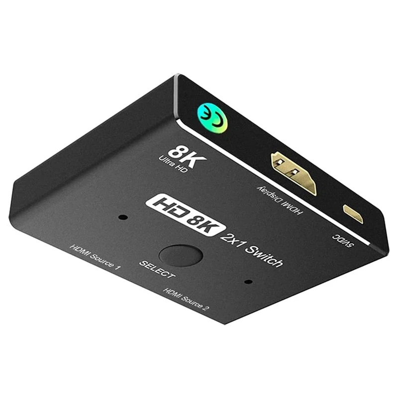 

8K HDMI-Compatible 2.1 Switch Splitter KVM 2 in 1 Out Ultra HD Switcher for Computer Laptop 2 Sources to 1 Display