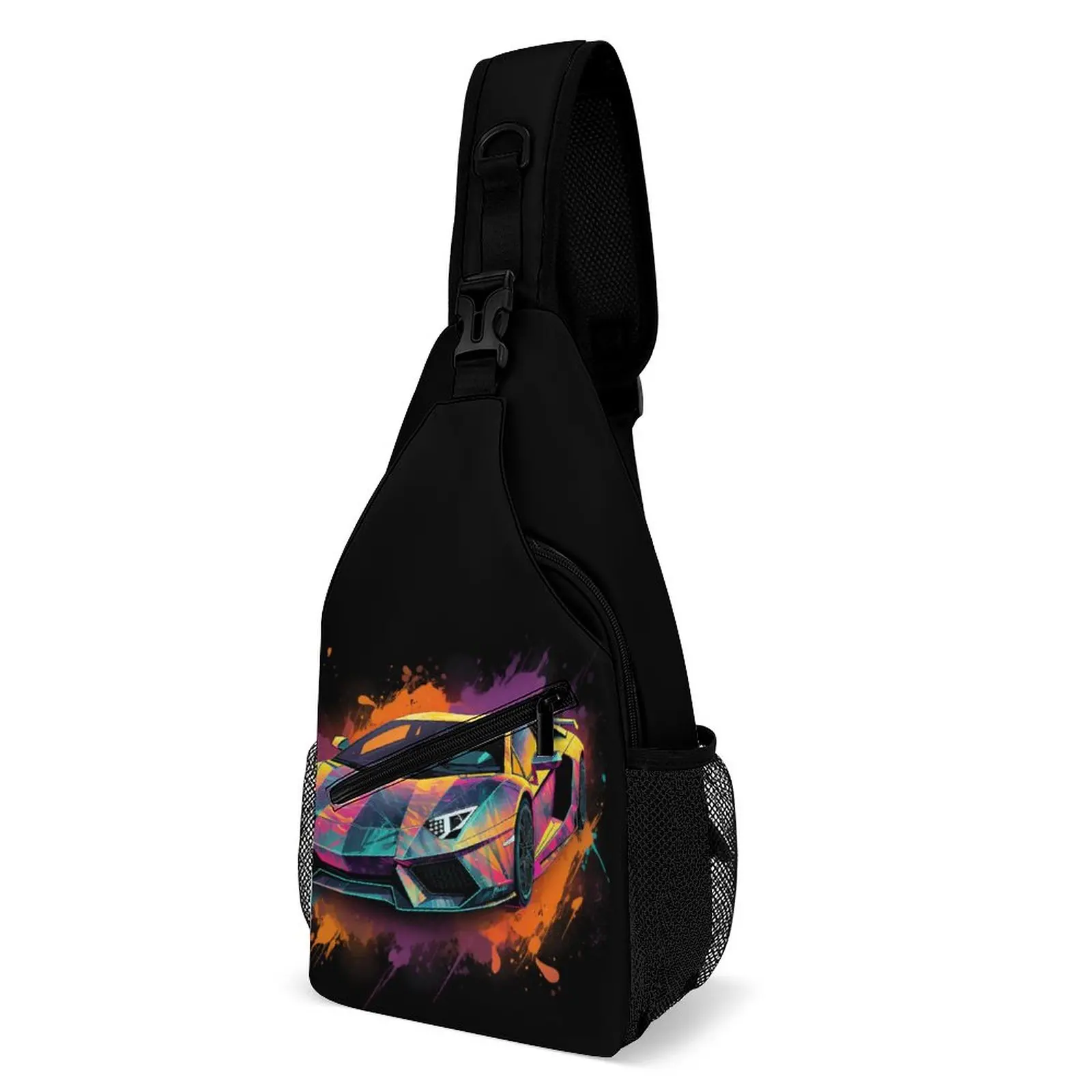 

Luxury Sports Car Shoulder Bags Psychadelic Grafitti Outdoor Style Chest Bag Travel Print Sling Bag Leisure Phone Small Bags
