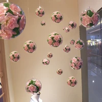 fake flower feather clear baubles transparent fillable ball plastic home decor wedding roof hanging garden tree party decoration