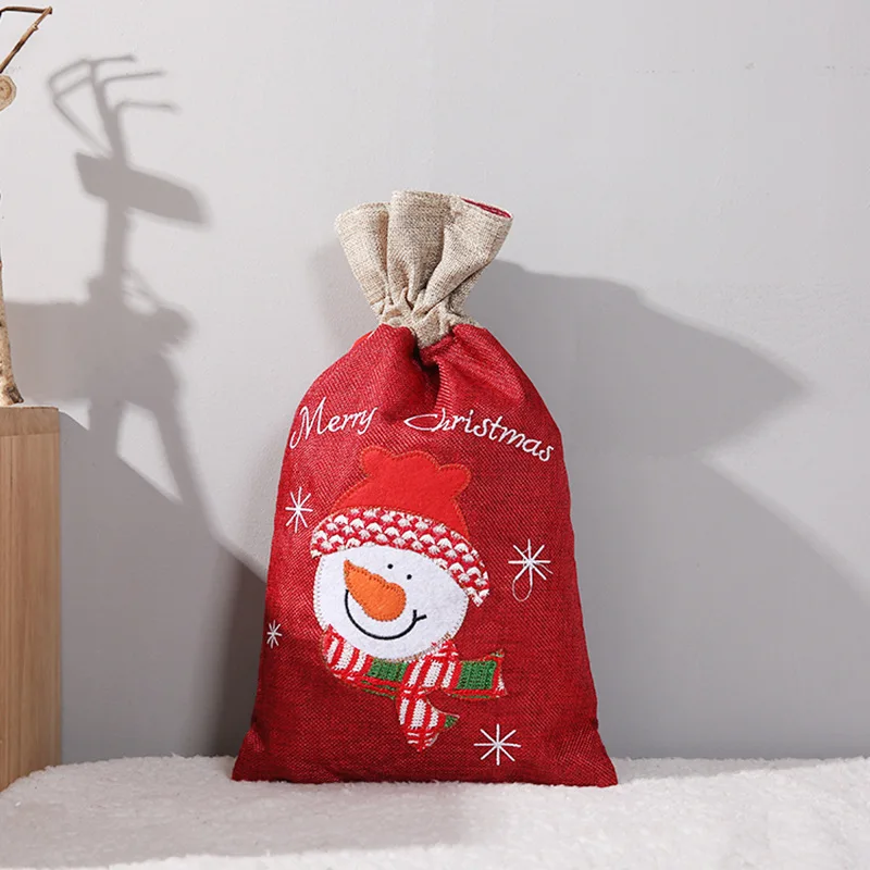 

Christmas Decorations bags Linen Creative Apple Packaging Bag Event Props Old Man Snow Gift Bag Wholesale Santa Sacks