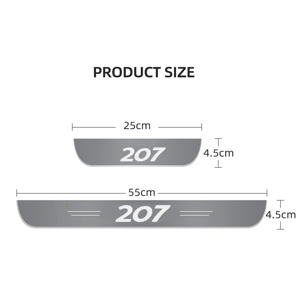 Блестящий светильник для Peugeot 207 автомобильный порог передней и задней двери