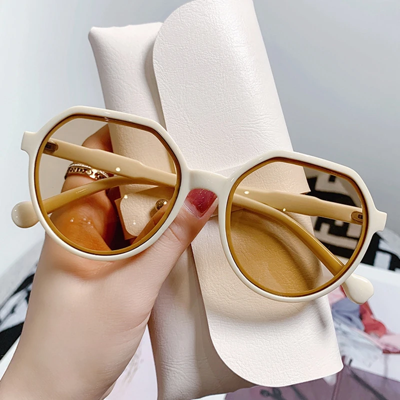 

Солнцезащитные очки женские круглые в стиле ретро, брендовые дизайнерские классические винтажные маленькие очки в оправе, черные очки для вождения в Корейском стиле