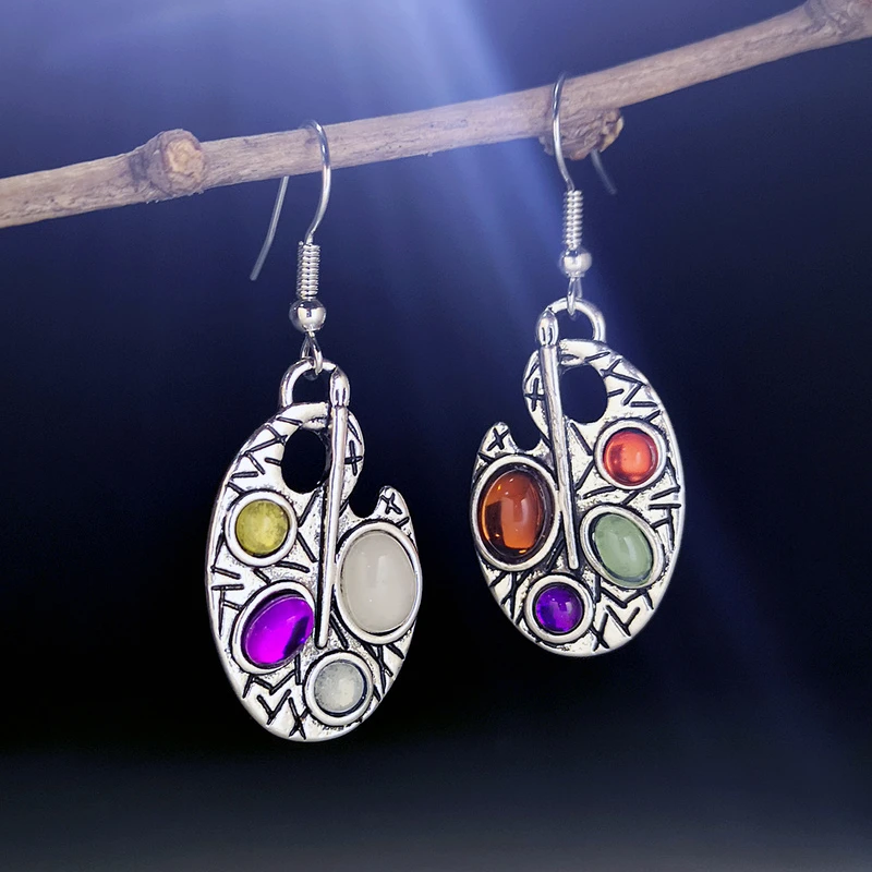 

Vintage Multicolor Stone Indian Jewelry Dangle Earrings for Women Retro Ethnic Tribal Drop Earring Statement Accessories