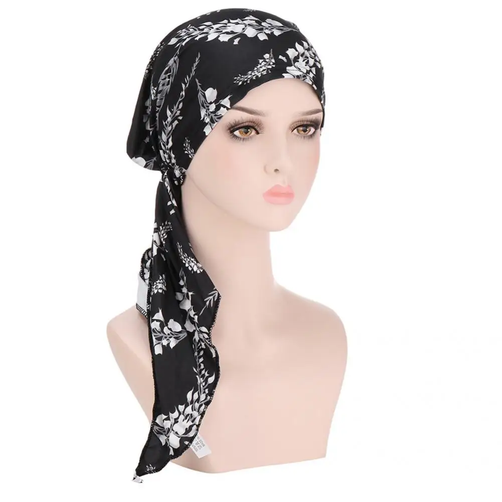 

Fashion Headscarf Cap Breathable Pre Tied Turban Cap Elastic Women Headscarf for Travel