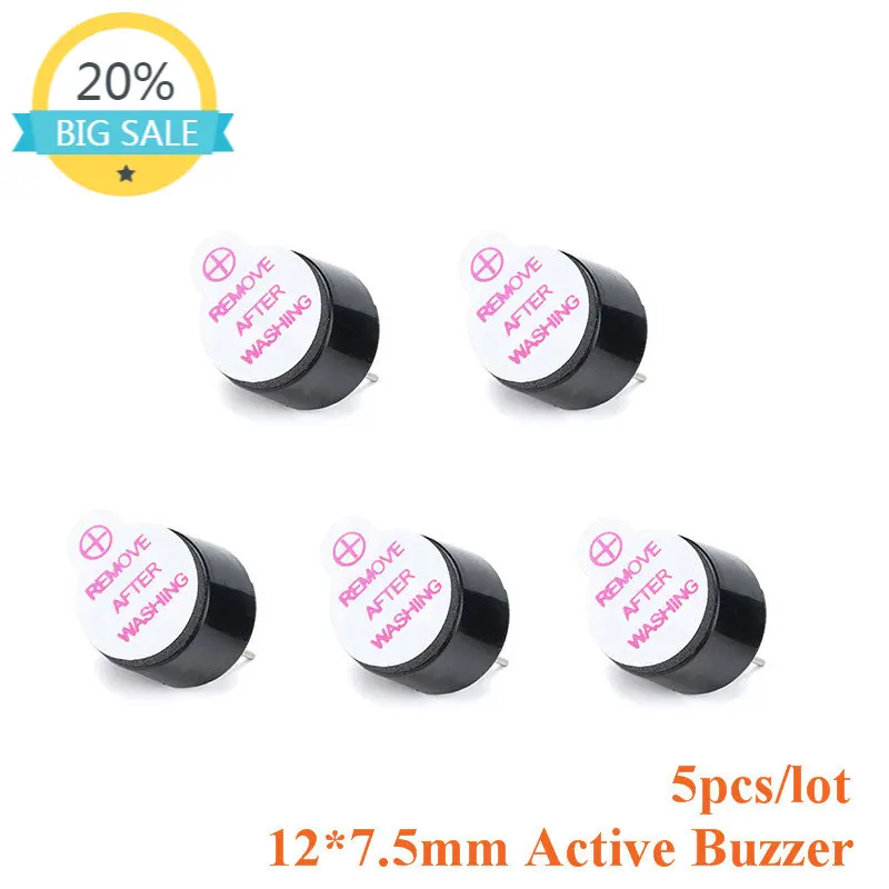 

5pcs 3V/3.3V 12*7.5mm Electromagnetic Active Buzzer Alarm Integrated Buzzers