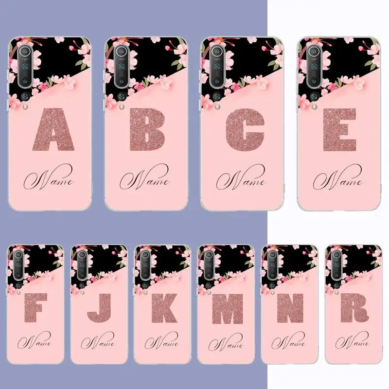 

Art Initial Letter A To Z Pink Flowers Phone Case for Samsung S21 A10 for Redmi Note 7 9 for Huawei P30Pro Honor 8X 10i cover