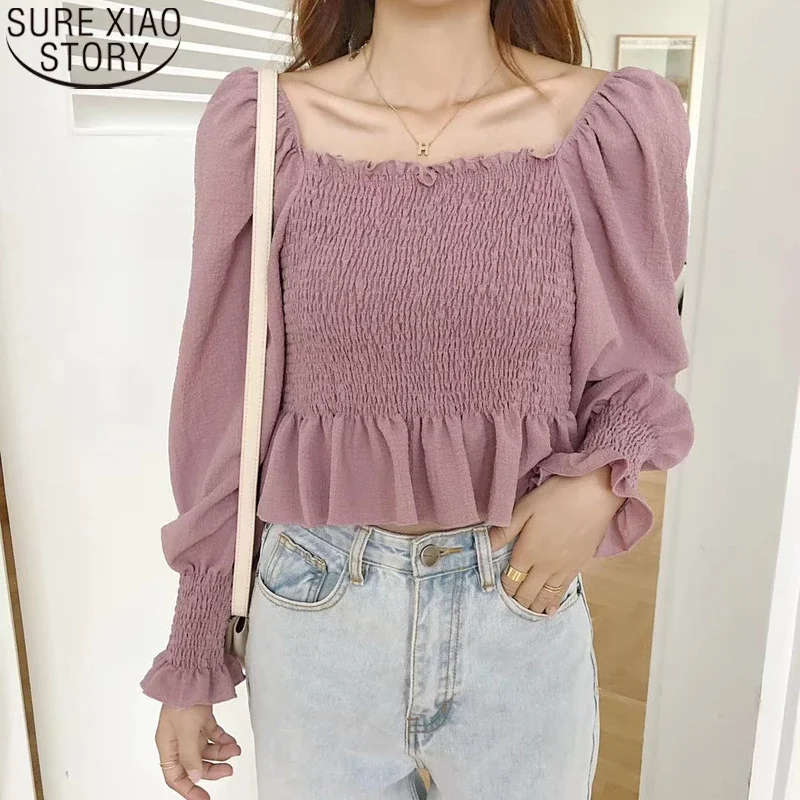 Повседневная однотонная Милая рубашка модная женская одежда весна 2022 Корейская