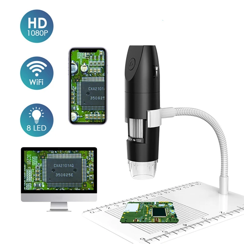 

1000X USB Wireless WIFI Electron Microscope Handheld Digital Magnifier With Fill Light For PCB Jewelry Inspection