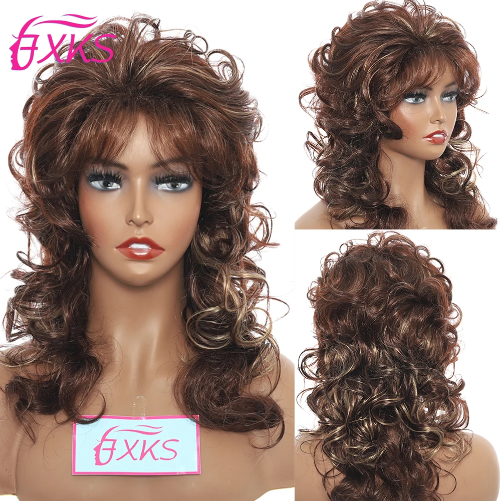 Коричневые короткие волнистые синтетические волосы парики с челкой светлые