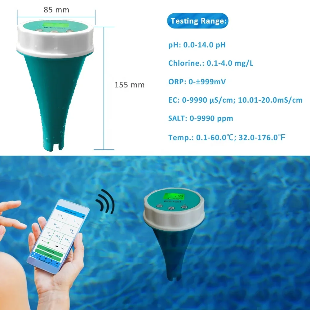 Bluetooth pH 6 в 1 для бассейна воды ec ppm cl orp тестер температуры yc01 электронный цифровой