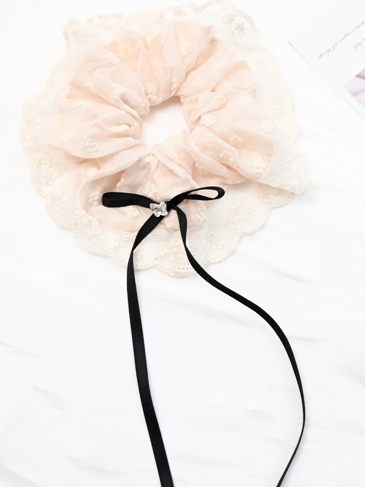 Кружевные резинки для волос черные с бантами французская мода девочек женщин