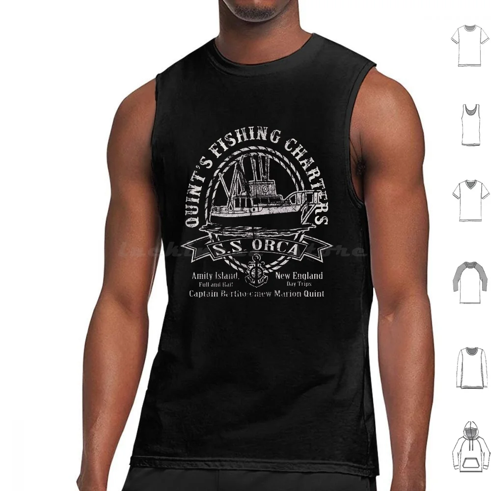 

Captain Quint'S Ss Orca ( Universal  Ucs Llc ) Tank Tops Print Cotton Amity Island Captain Quint Charter Boat