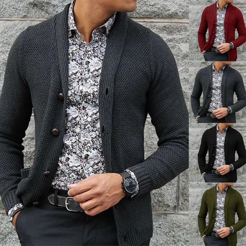 Nice autumn and winter Pop European and American men's cardigan single breasted trend sweater coat