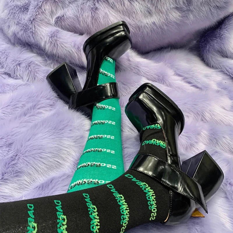 

Punk Style Chunky Platform Mary Janes Heels Shoes Women 2021 Autumn Thick Block Heel Goth Pumps Women туфли братц