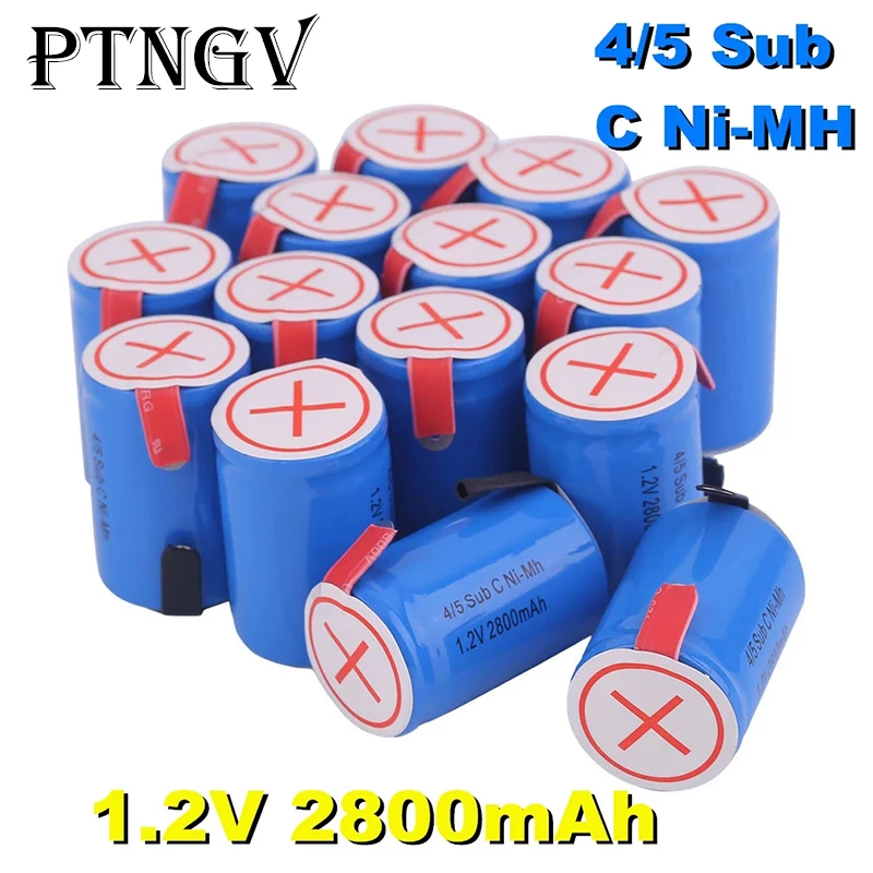 

New 4/5SC SC Sub C li-ion Li-Po Lithium Battery high-discharge 1.2V 2800mAh Rechargeable Ni-MH Batteries With Welding Tabs