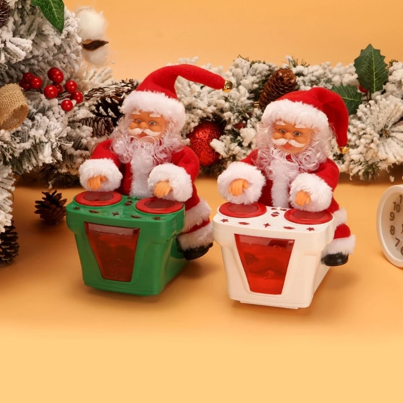 

Electric Moving Santa Clause Musical Santa Christmas Toy Decoration Cute Doll Playing Drums with Music Battery Operated