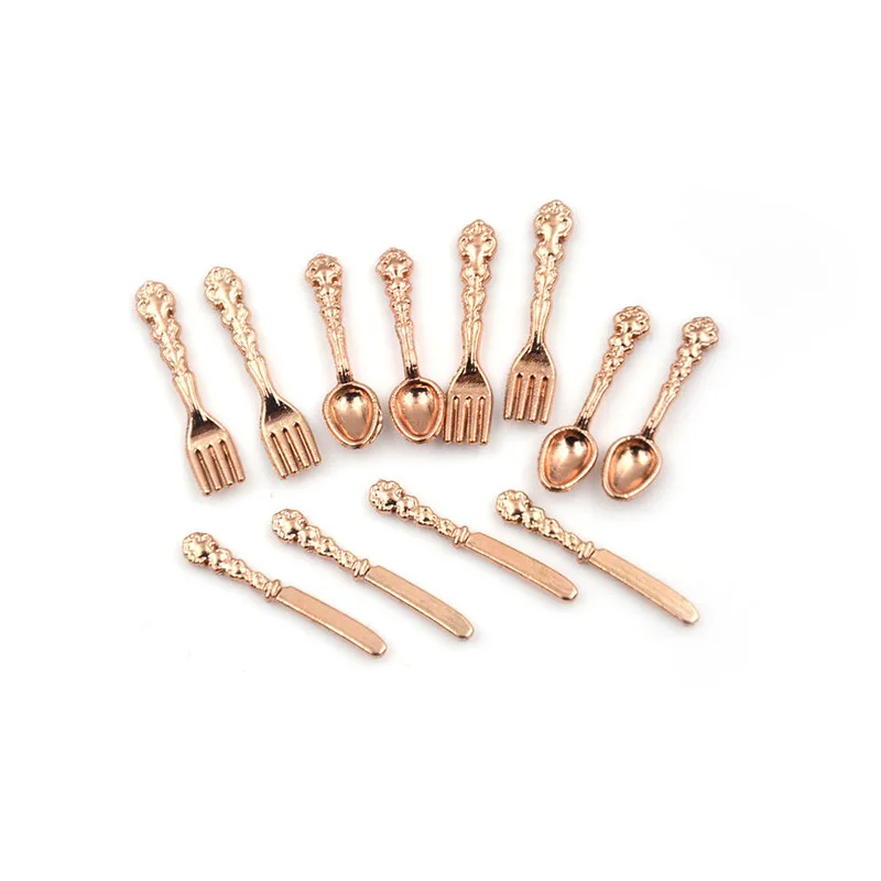 

12pack Mini Kitchen Knives Fork Spoon 1:12 Mini Tableware Dollhouse Furniture Miniature Miniature Kitchen Decoration Accessories