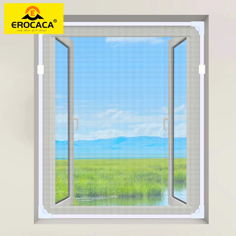 

EROCACA White Magnetic Window Mosquito Net DIY Mesh Tulle Invisible Screen Fiberglass Curtain Customize Anti Insect Fly Flies