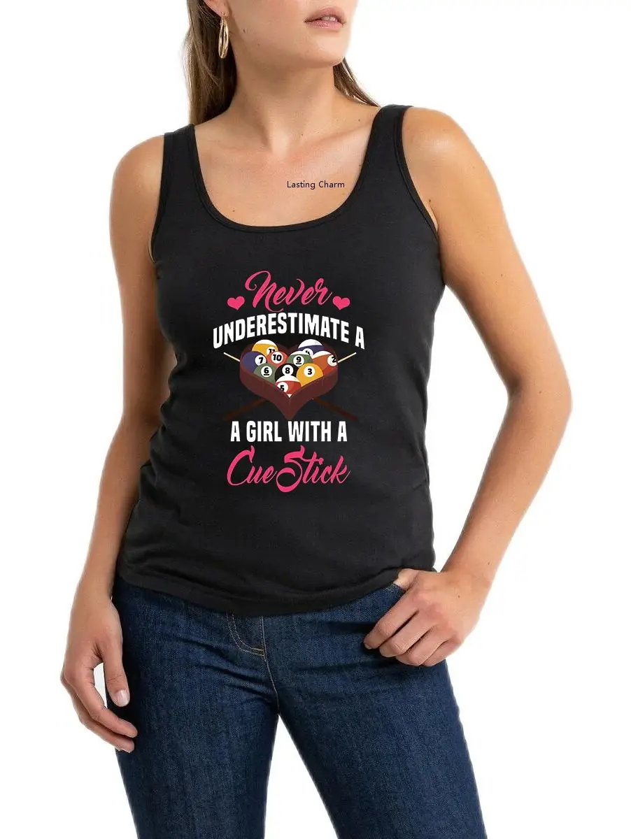 

A Girl With A Cue Stick Design Breathable Slim Fit Tank Top Women's Personalized Customization Yoga Sports Sleeveless Tops