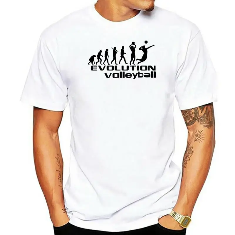 

Evolution of Volleyball Pattern Print T Shirt Men Cotton Short Sleeve Man Good Quality V-neck T-shirt Summer Plus Size Tops Tees