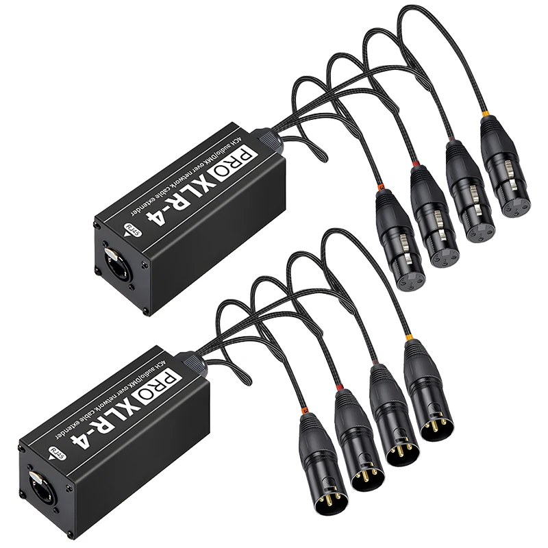 Фото Кабель-удлинитель 0.7M XLR (штекер/гнездо) 4-канальный 3-контактный XLR на Ethercon RJ45 Cat5 Ethernet для сценического звука, освещения и студий звукозаписи №1