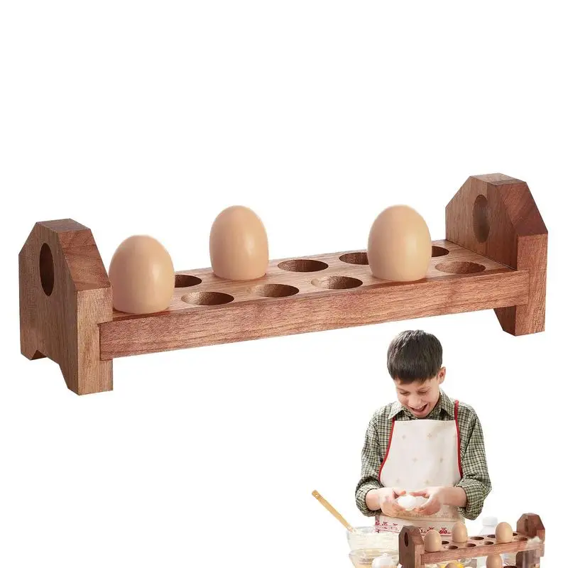 

Wooden Egg Holder Sustainable Design Double Row Egg Storage Rack Fresh Keeping Eggs Tray Organizer For Duck Eggs Easter Eggs