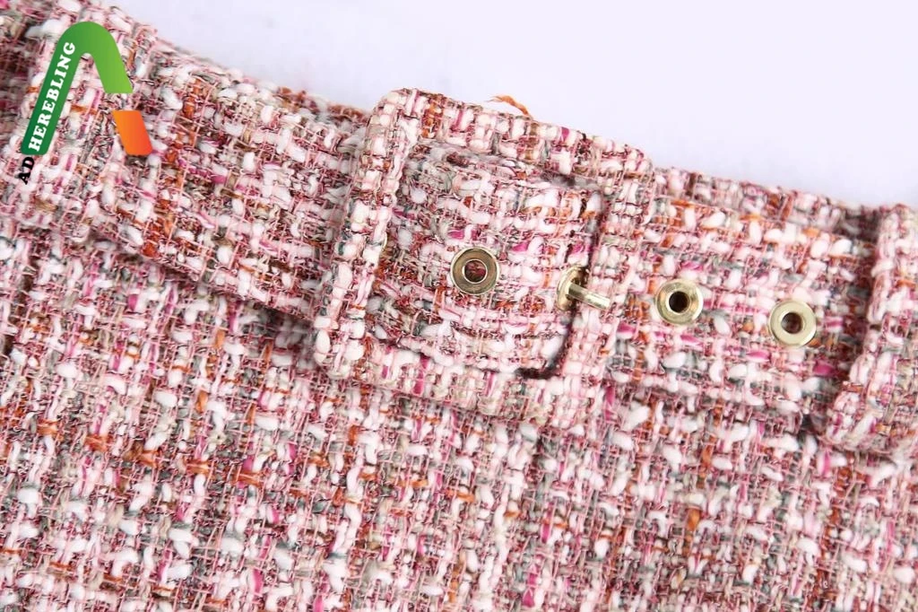 Женская Повседневная юбка-карандаш Adherebling розовая твидовая шерстяная мини-юбка