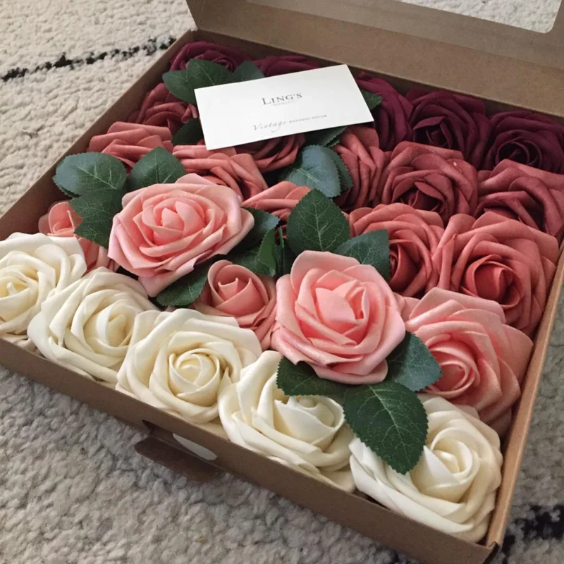 

10pcs 8cm Faux PE Foam Rose Flower Bridal Bouquet For Birthday Wedding Table Home Party Decorations DIY Scrapbook Supplies