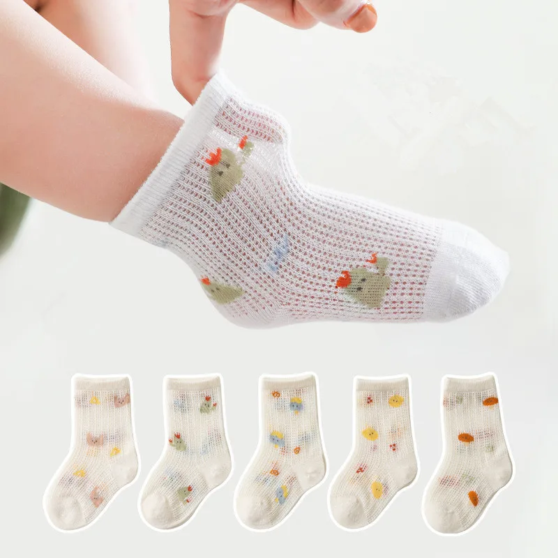 

Cartoon Baby Middle Tube Socks Boys Girls Summer Children's Socks Mesh Thin Style Boneless Newborn Baby Socks