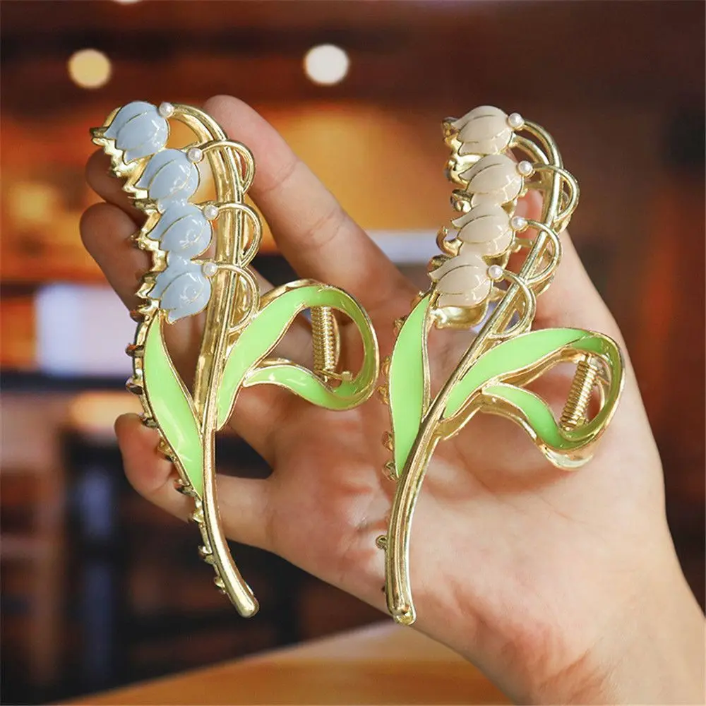 

Women Girls Styling Tools Elegant Hair Claws Metal Hairgrip Barrettes Frog Buckle Hairpin Bluebell Flower Hair Clip