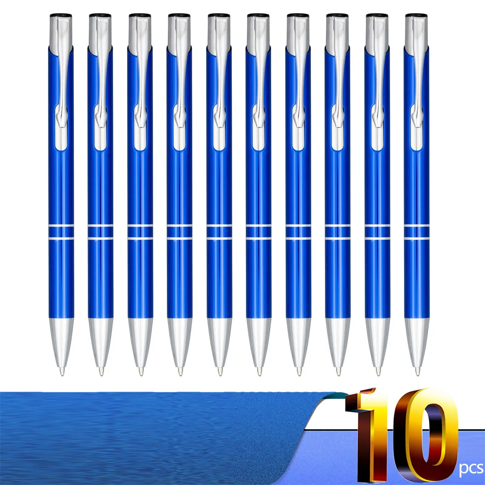Металлические шариковые ручки с логотипом, набор из 10 штук