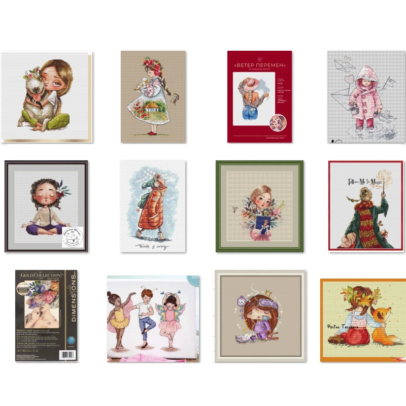 Набор для вышивки крестиком 14CT 18CT 25CT творчества девушек ходячих по снегу