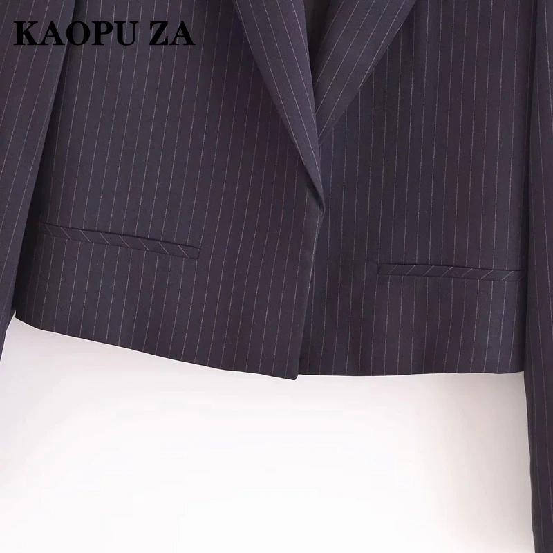 KAOPU ZA новинка весны 2024 Женская шикарная свободная приталенная куртка в полоску