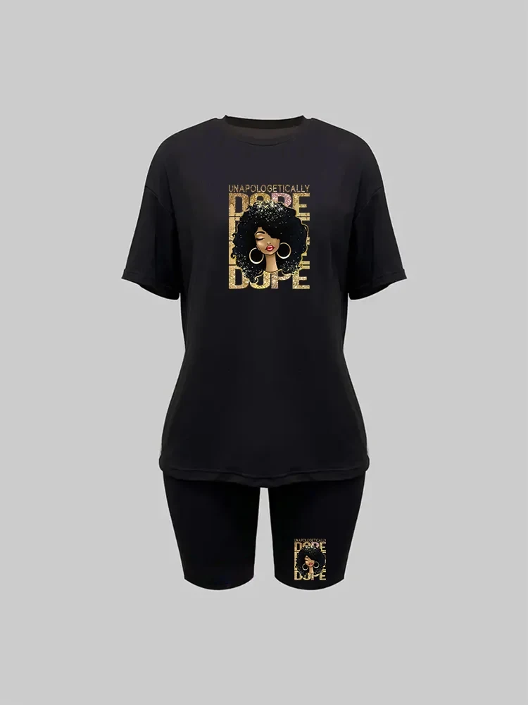 Комплект из двух предметов с графическим принтом футболка коротким рукавом и